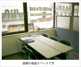 Consultation space at Kikuya Building - window-side professional office